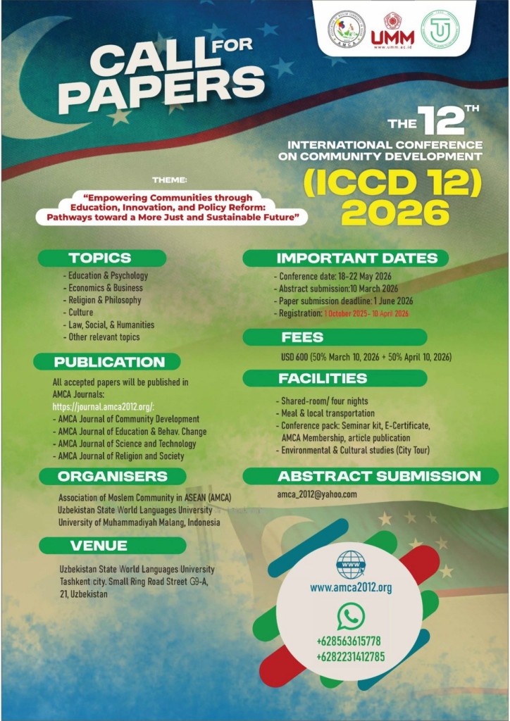 					View Vol. 4 No. 2 (2026): Proceedings of The 12th International Conference on Community Development (ICCD 12) 2026
				